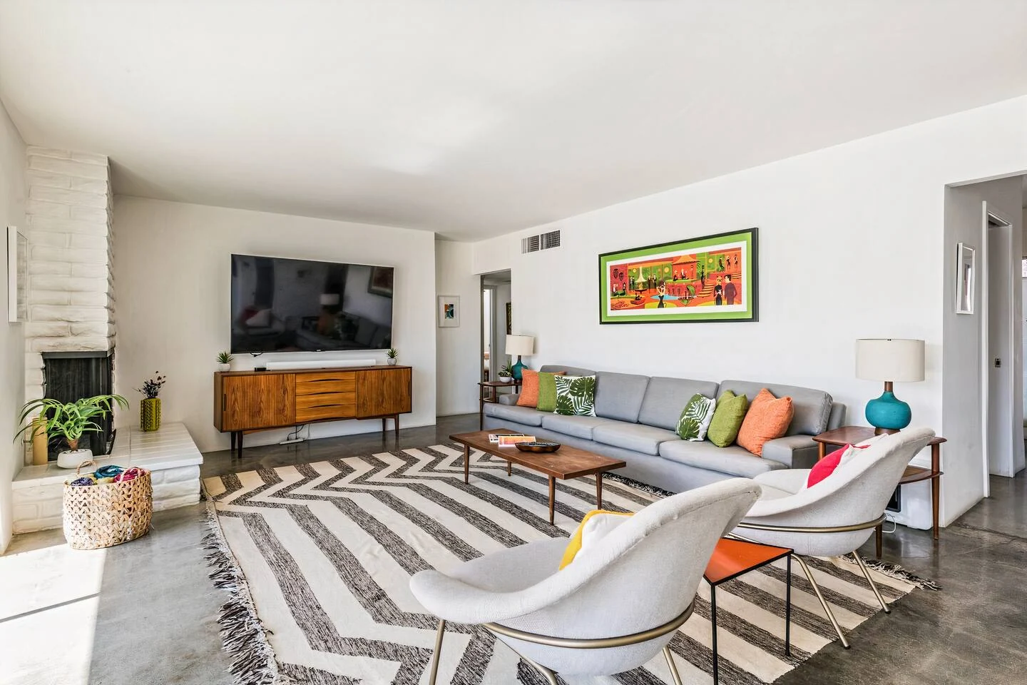 Midcentury living space at Rancho Amado